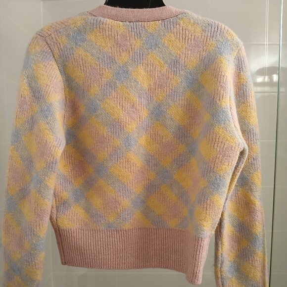 Zara Pastel Argyle Cropped Cardigan - Picture 5 of 8